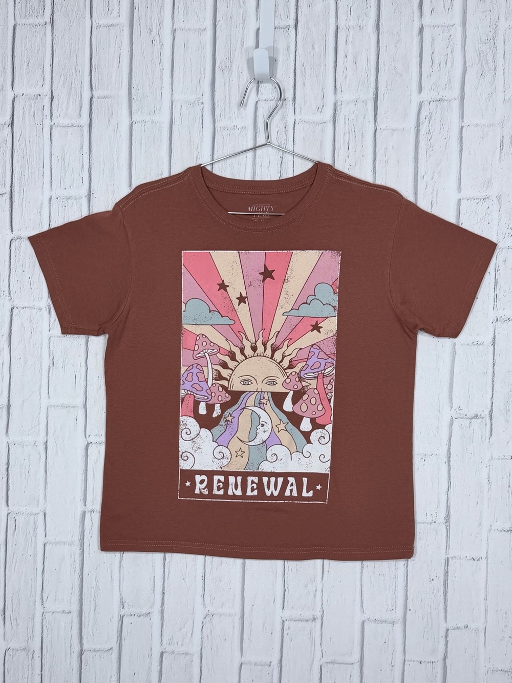 🍄 Mighty Fine Renewal Celestial Mushroom Graphic Tee Brown M